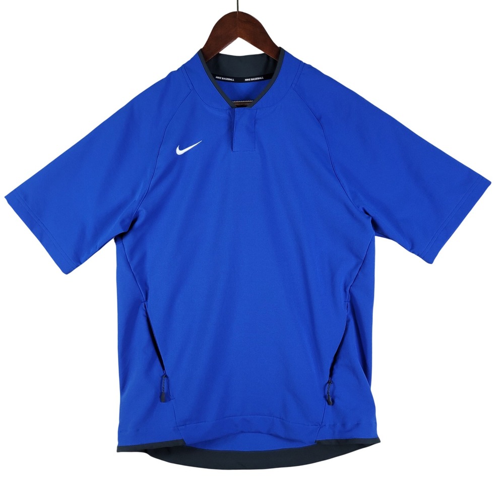 Nike Baseball Pullover Men's Small Blue‎ Snap Button AH9610-480 Short Sleeve EUC